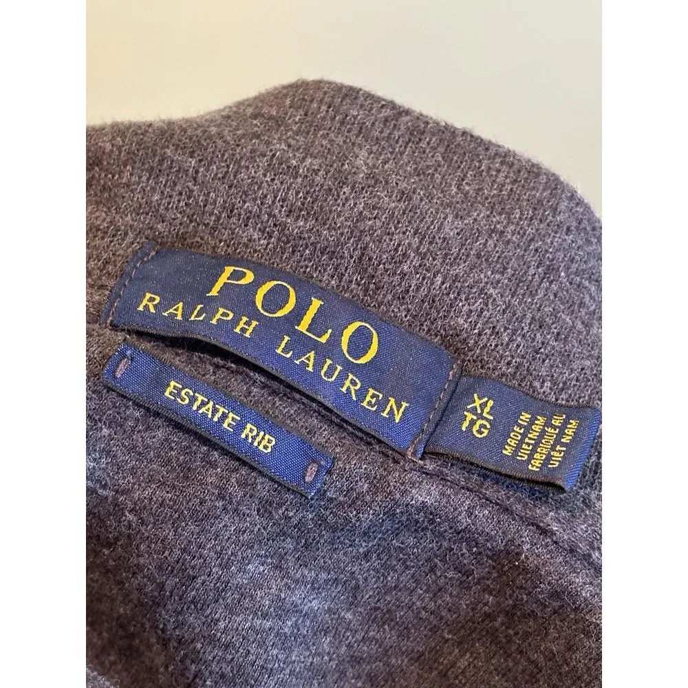 Polo Ralph Lauren Blue‎ Pullover Mens XL 1/4 Zip Flesh Color Pony Estate Rib